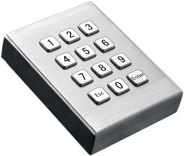 12 Keys 3x4 Desktop Industrial Stainless Steel Metal Numeric Keypad for Truck Security System Pinpad(RS232,Cross Tick Backlit)