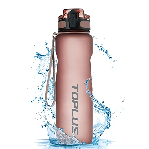 TOPLUS Bouteilles d'eau pour cyclisme, 500 ml, 1 litre, 1,5 litre, hydratantes sans BPA, en plastique non toxique, pour enfants, gym, fitness, plein air, cyclisme, école, rose Cover