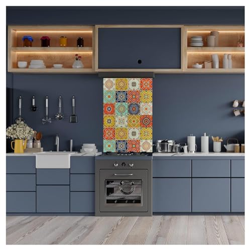 Image of TEKCOOL 60CM X 200CM Kitchen Wallpaper Oil Proof,Waterproof self-Adhesive Wall Stickers for Kitchen Anti-Mold and Heat Resistant Aluminium Backsplash Wallpaper (Grey flower-2pc)