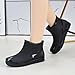 Women's Fashion Rain Boots Warm Water Proof Rubber Boots Low Cut Short Tube Plastic Water Shoes with Non Slip Soles (Black, 6)