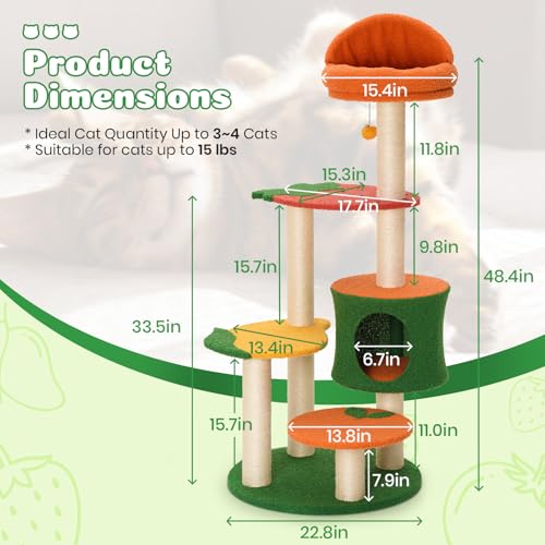 Árbol para Gatos Multi-nivel 48.4" Diseño Frutal miniatura 7