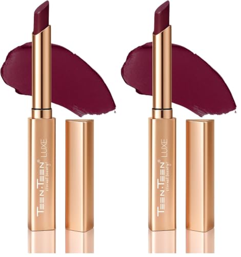 Image of TEEN TEEN LUXE Matte Lipstick | Long-Lasting Wear Up to 12 Hours | Ultra Smooth Velvet Finish | Rich Pigmented Lip Shade | Lightweight & Travel Friendly | Mulled-Wine, 1gm (Pack of 2)