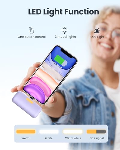 Taegila EB612 Portable Phone Charger For Iphone, 5000Mah Small Power Bank Mfi Certified Built In Cable Lcd Display & Led Light thumb #4