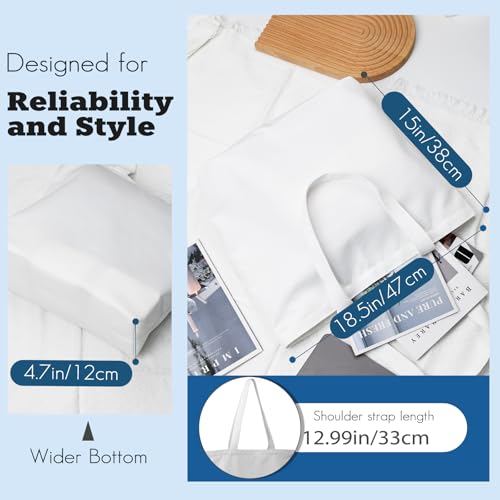 WeStar 5 Pack Sublimation Tote Bags with Zipper, 12oz Heavy Duty 100% Polyester Blank Tote Bags for Heat Transfer & HTV, Large Reusable DIY Craft Bags for Cricut Printing (18.5" x 15" x 4.7") by WeStar - Used condition - Image 9