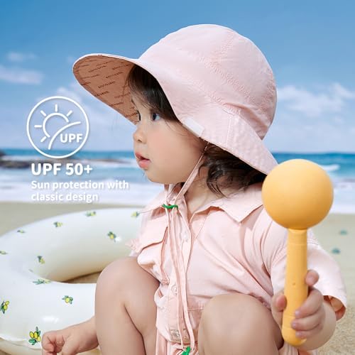 Baby Girl Sun Hat with UPF 50+ Outdoor Adjustable Beach Hat with Wide Brim Toddler Bucket Hat3