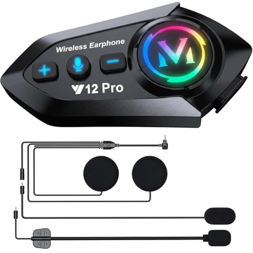 Aivane Intercomunicador de Motocicleta Casco Auriculares Bluetooth 5.4 Manos Libres con Doble Cancelación de Ruido DSP&CVC Impermeable IP56 Soporte Asistente de Voz para Motocicletas y Navegación GPS