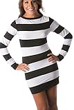 Lena Style Women's Stripe A-line Neck Long Sleeve Casual Dress Tight Dresses L/XL