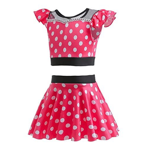 Image of REXREII Girls Princess Swimsuits Two-Piece Tankini Set Beach Surf Birthday Swimming Party Bathing Suits Fancy Swimwear