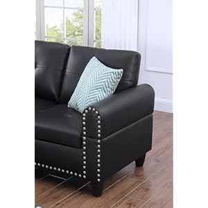 Fanye 3 piece modular sectional sofa with r chaise l shaped 5 seaters faux leather upholstered corner sofa couch w2 cup holders and storage ottoman for home apartment office living room  urban country home decor