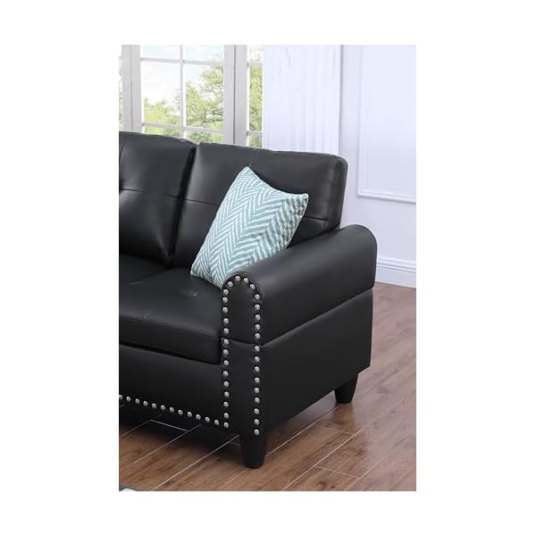 Fanye 3 piece modular sectional sofa with r chaise l shaped 5 seaters faux leather upholstered corner sofa couch w2 cup holders and storage ottoman for home apartment office living room  urban country home decor