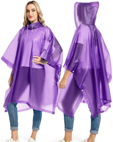 Reusable Rain Ponchos for Adults, 2 Pcs Raincoats (Pack of 1) Emergency for Women Men with Hood4