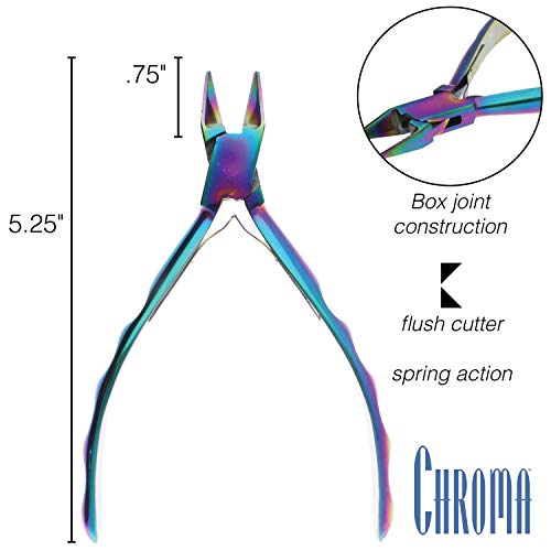 Chroma Series Flush Cutting Pliers Rainbow Titanium Coated, Stainless Steel,silver,rainbow - Image 4
