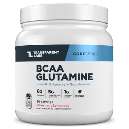 Transparent Labs BCAA Glutamine - 8000 Mg of BCAA Powder with L Glutamine for Post Workout Recovery, Muscle Growth, & Increased Endurance - 30 Servings, Strawberry Lemonade