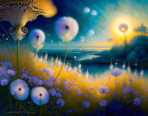 Affiches sur toile pissenlits blancs art mural fantastique 58 x 90 cm