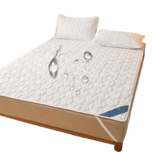 Funda de Colchón Impermeable Protector De Colchón Impermeable - Funda Transpirable Y Silenciosa con 4 Correas Elásticas En Las Esquinas. Se Adapta A hasta 40 Cm Profundidad(White,90x190cm)