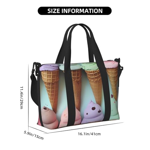 Travel Duffel Bags Personal Item Bag Carry on Luggage Bag Training Handbag Lightweight Waterproof Sports Gym Bag Ice Cream Cones Weekender Bag for Women Men2