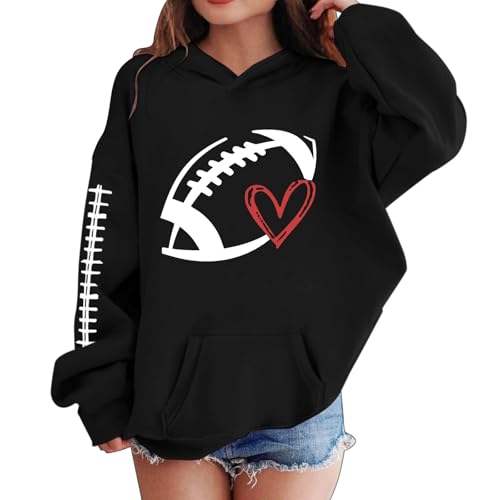 Girls Y2K Football Sweatshirt Cute Rugby Graphic Hoodies Pullover Football Season Long Sleeve Oversized Tops with Pockets2