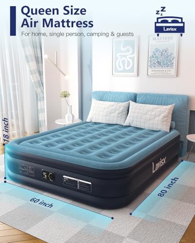 Queen Air Mattress with Built in Pump 16" Blow Up Mattress Raised Air Bed, 3 Mins Quick Self Inflatable with Storage Bag for Guest and Home