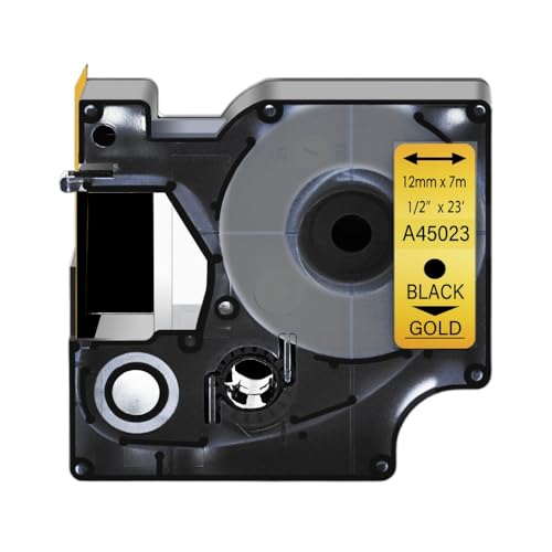 xe[vLabelManager 100 150 200 250 12mm{D1 45010 45021ƌ݊̂郉xe[v(Black on Gold)