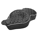 VG MOTO Motorcycle 2-Up Driver Passenger Seat Cushion Pad Leather Seat Replacement for Harley Davidson Sportster XL 883 1200 48 72 2004-2021（Diamond Pattern）