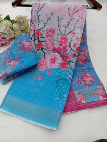 Image of C J Enterprise Women Banarasi Kanjivaram Style Linen Saree
