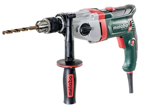 metabo Bohrmaschine BEV 1300-2 - 1300W, 2-Gang, 16mm Stahl, 40mm Holz - Impulsfunktion, Vario-Tacho-Constamatic, Rechts-Linkslauf, Stellrad, Marathon-Motor, Zusatzhandgriff - Für Werkstatt & Baustelle