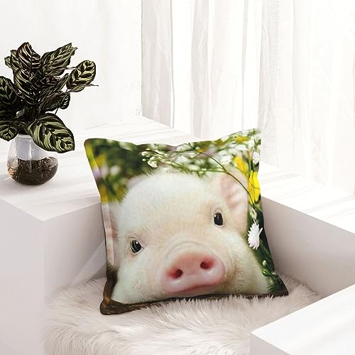 Housse de coussin cochon fleuri 50x50 cm en cuir imperméable