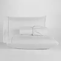 Jogo De Lençol 400 Fios Percal Poliéster Liso Toque Macio com Elástico Diversos Tamanho Solteiro Casal Queen King Size (King, White)
