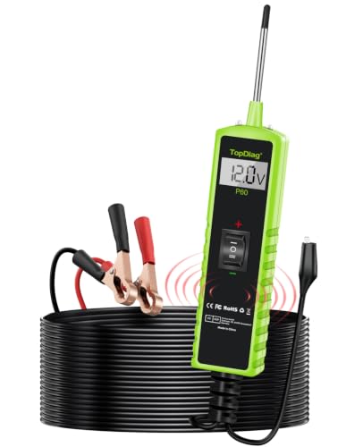 TopDiag P60 Probe Tester Automotive Circuit Test with AC/DC Voltage Tester LCD Screen Display Electrical System Tool Component Activation Diode Test Continuity Test 6-24V Electric Light Test Pen
