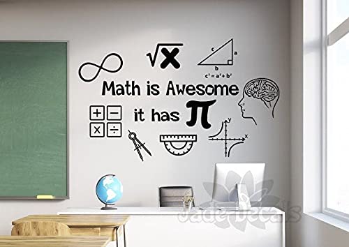 Rownocean Math Wall Decal, Math Is Awesome, Removable Vinyl Stickers For Classroom Students Math Teacher Gift, Mathematics Symbols Murals For Bedroom Study Room (26.8" X 16.5") #TOP2