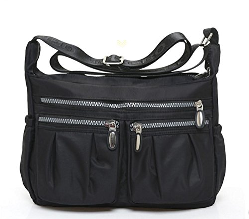 EGOGO Frauen modische Wasserdichte Tasche Casual Travel Bag Handtasche Umhängetasche Cross Body Bag Schultertasche Wickeltasche mit Muliti-Taschen Damen Henkeltasche (Schwarz) Cover