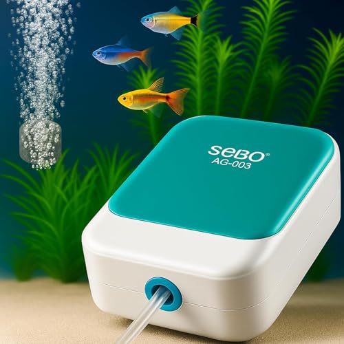 MECOMMERCE AQ-003 Aquarium Air Pump | Single Way Ultra Silent Fish Tank Airpump | Powerful Oxygen Supply for Betta, Goldfish & Freshwater Tanks | Free...