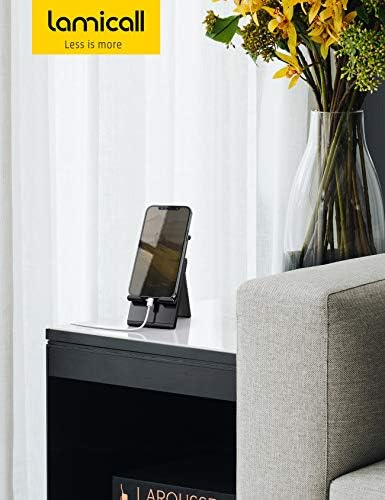 Lamicall Adjustable Phone Stand - Foldable Phone Holder Desk Stand, Dock, Cradle Compatible with iPhone 13, 13 Pro, iPhone 12 Pro Max Mini, 11 Pro Max Xs 8 X 8P 7 6, Samsung S10 S9, 4-8 Phones - Black