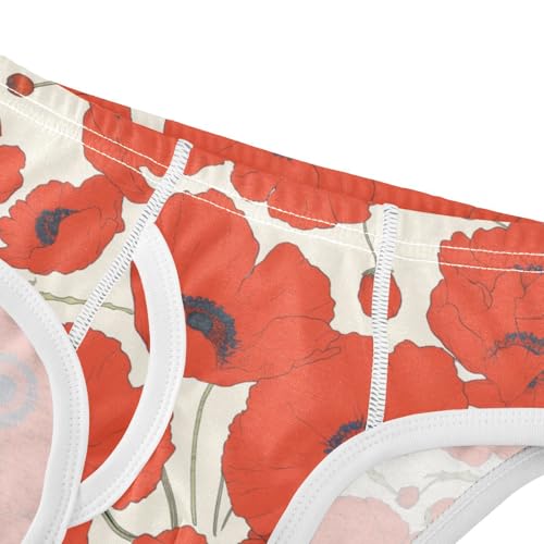 KLL Vibrant Floral Pattern Poppy Toddler Boys' Cotton Boxer Briefs Cute Undies4