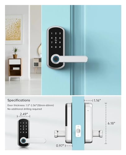 Serrure connectée à empreinte digitale et code numérique pour porte - 4