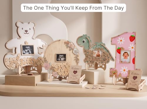 Image of The Real Bossy Baby Memory Keepsake Frame Guestbook - Luxury Baby Shower, First Birthday & Wedding Guest Book Alternative - Preserve Wishes, Messages & First Year Memories in a Beautiful Bloom Nursery Display Baby or Boho Wildflower Home Decor