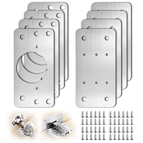 Scharnier Reparaturset Schanierreperaturplatte Scharnier Reparaturplatte für Schränke Edelstahl Schrank Scharnier Reparaturplatte mit Schrauben für Holzmöbel Schranktür Schrankscharnier 8 Stück C-048