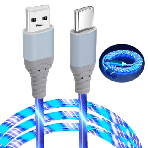 2M Câble USB C Lumineux, Câble USB A vers Type C Charge Rapide 3A Allumez le chargeur de Téléphone Multi LED Android pour Transfert de Données et...