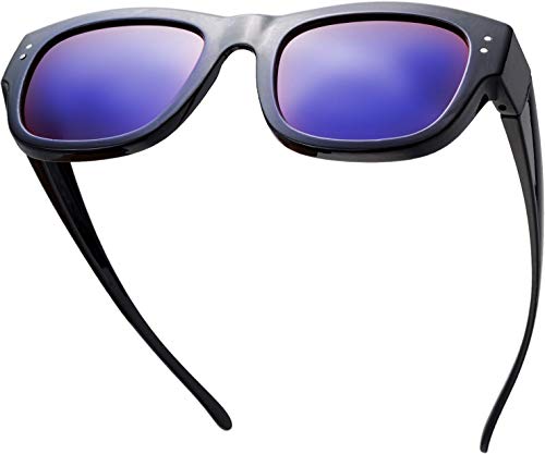 Image of The Fresh High Definition Polarized Wrap Around Shield Sunglasses for Glasses - Leather Eyeglasses Case