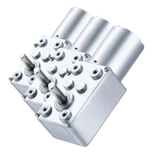 Image of DC 12V 15RPM Turbo Worm Geared Motor High Torque Turbine Worm Gear Box Reduction Motor 6mm Shaft JSX600-370 (Pack of 3)