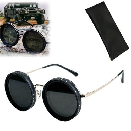 Adjustable Tint Sunglasses,Nd Filter Sunglasses,1-9 Gears Rounded Polarized Glasses,for Men Beach Shady & Outdoor Activities