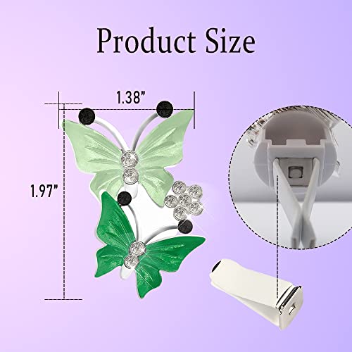 Image of 2PCS Air Vent Clip, Dual Butterfly Rhinestone Air Conditioning Outlet Clip, Cute Car Vent Clips Decorations, Sparkly Bling Car Interior Accessories for Women Girl (Green)