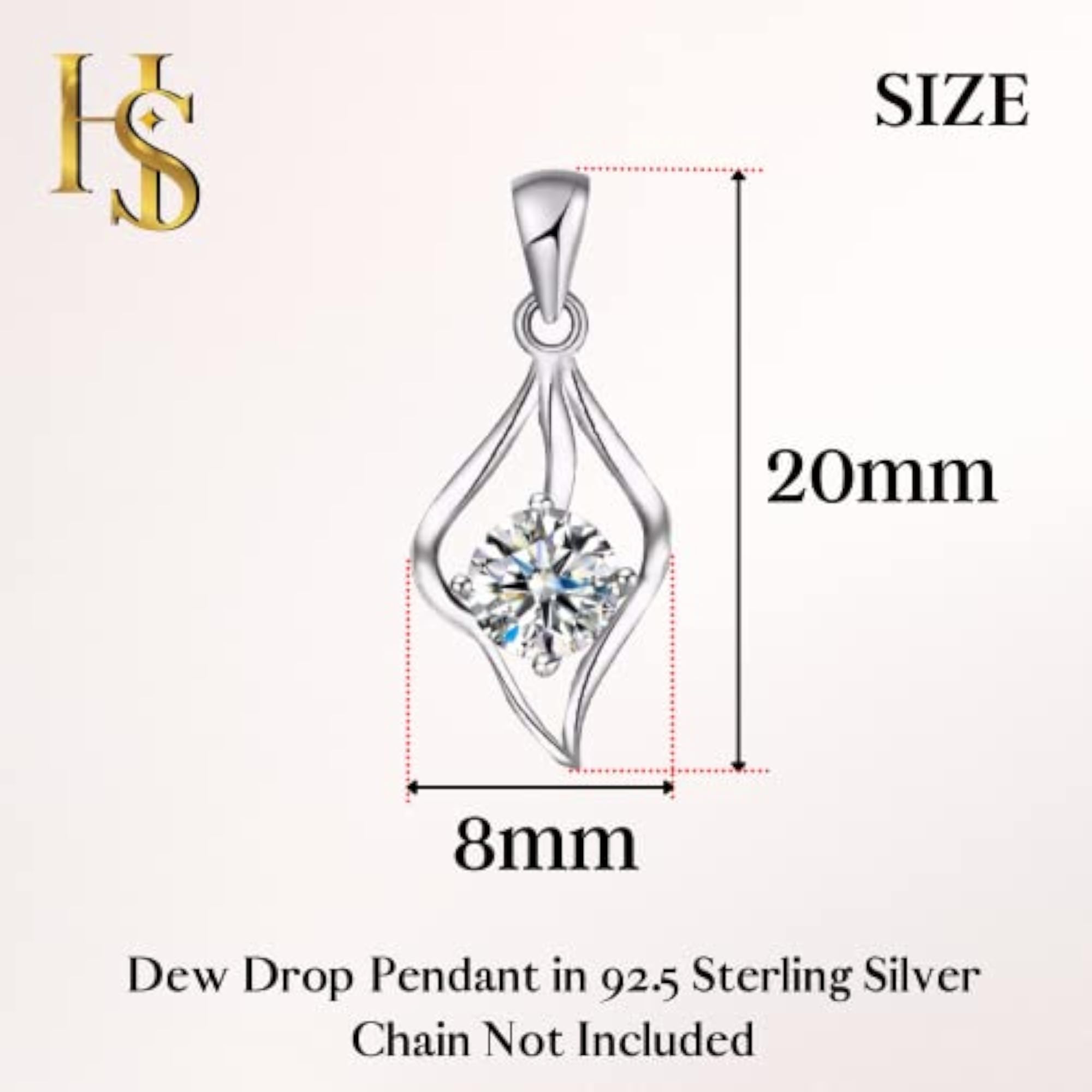 Shimmering Dew Drop Pendant Necklace 92.5 Sterling Silver