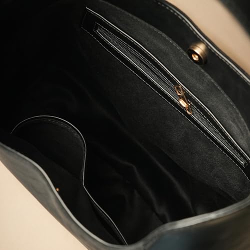 Image of Theater Fudge Shoulder Bag for Women | Structured Faux Leather & Faux Suede Hobo Tote with Magnetic Closure | Spacious Everyday Handbag with Internal Zip Pocket
