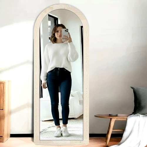 Image of Creative Arts n Frames 15x51 inch Long Fiber Wood Arched Wall Hanging Mount HD Mirror Home Decor Items Living Room Bathroom Bedroom Hotel Office (Highland Pine Finish Color HD Arch Mirror)