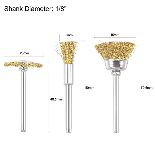 Image of uxcell Wire Brushes Wheels Brass Pen-Shape Bowl-Shape T-Shape Kit Accessories for Rotary Tools 9pcs