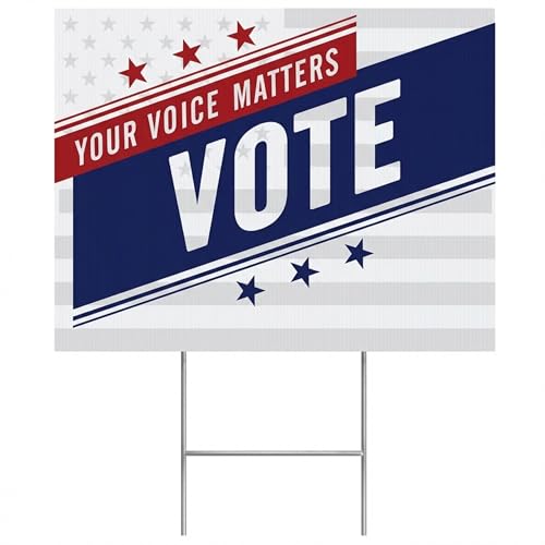 Andersons 17x12.5 Vote Your Voice Matters Yard Sign DoubleSided Patriotic Election Outdoor Display with 15 HStake for Homes Campaigns and Community Spaces