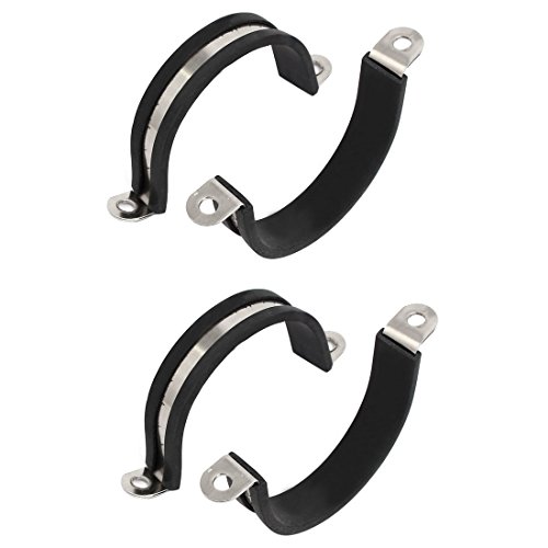 Aexit 45mm Dia Fastener Rubber Lined U Shaped 304 Stainless Steel Pipe Clip Hose Clamp 4pcs Model:80as664qo48