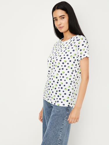 Image of Max Women Cotton Blend Solid Regular Fit T-Shirt