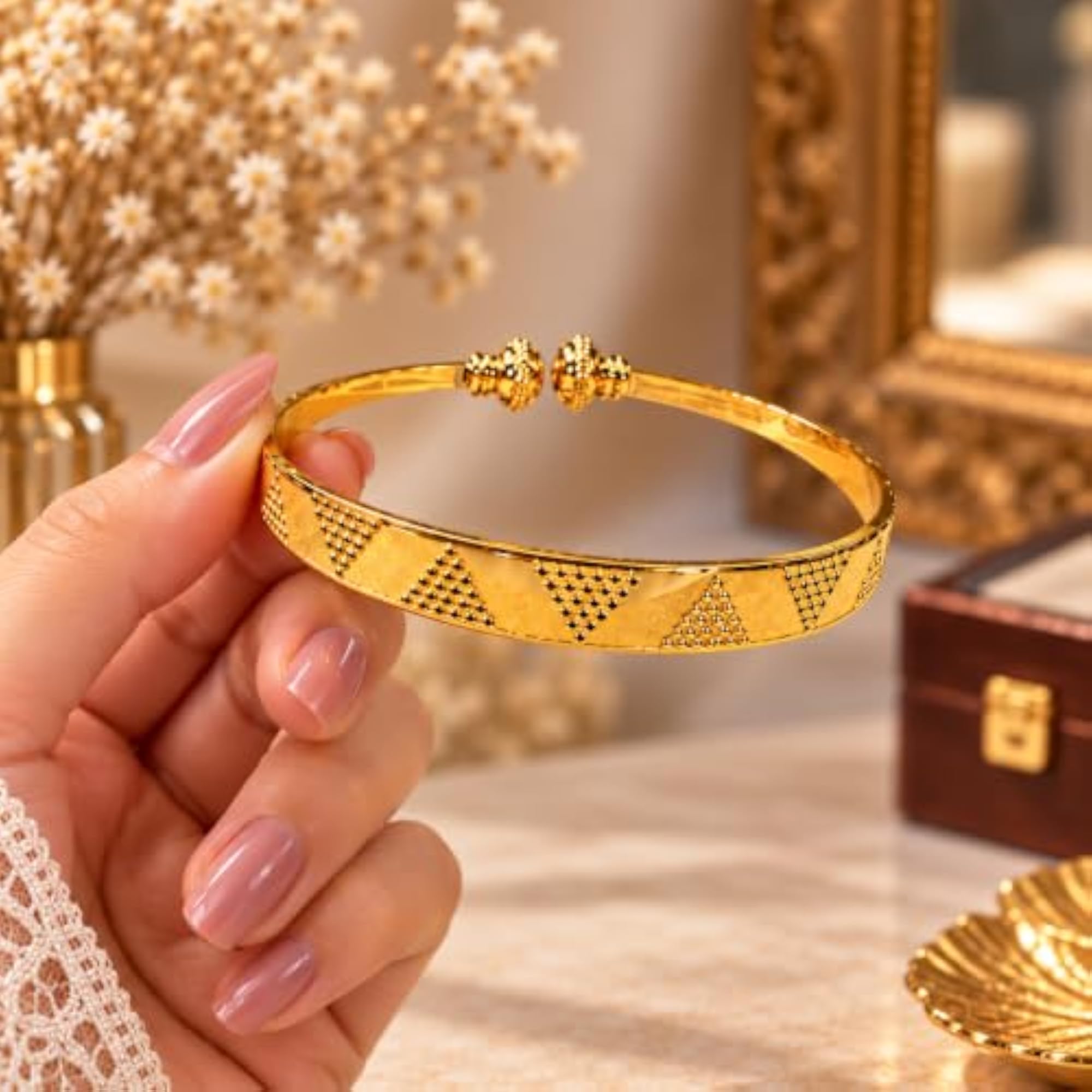 Plated Openable Kada Bracelet, Elegant Design for Gifting